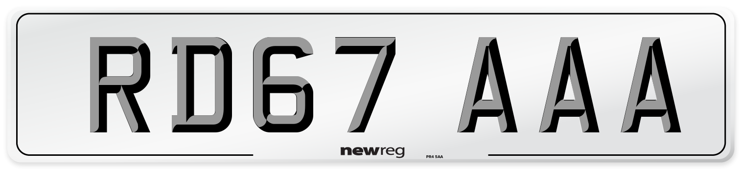 RD67 AAA Number Plate from New Reg